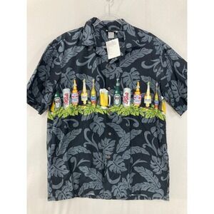 New Aloha Republic Beer Bottle Hawaiian Shirt Large‎ Vacation Tropical Vintage